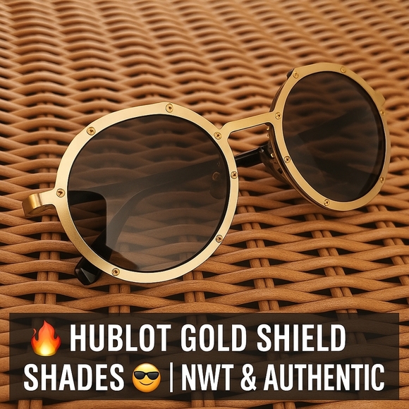 Hublot Tech Shield Sunglasses H006 Gold/Bue in Pristine Condition With CASE - Picture 1 of 12